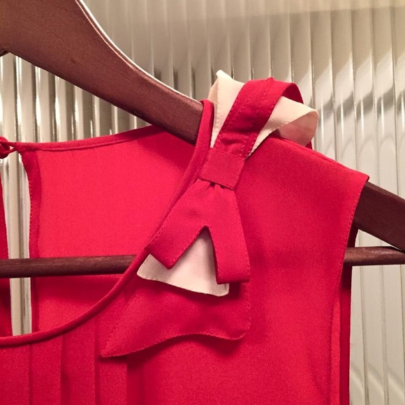 Prada Red Silk Bow Blouse - Picture 2 of 6